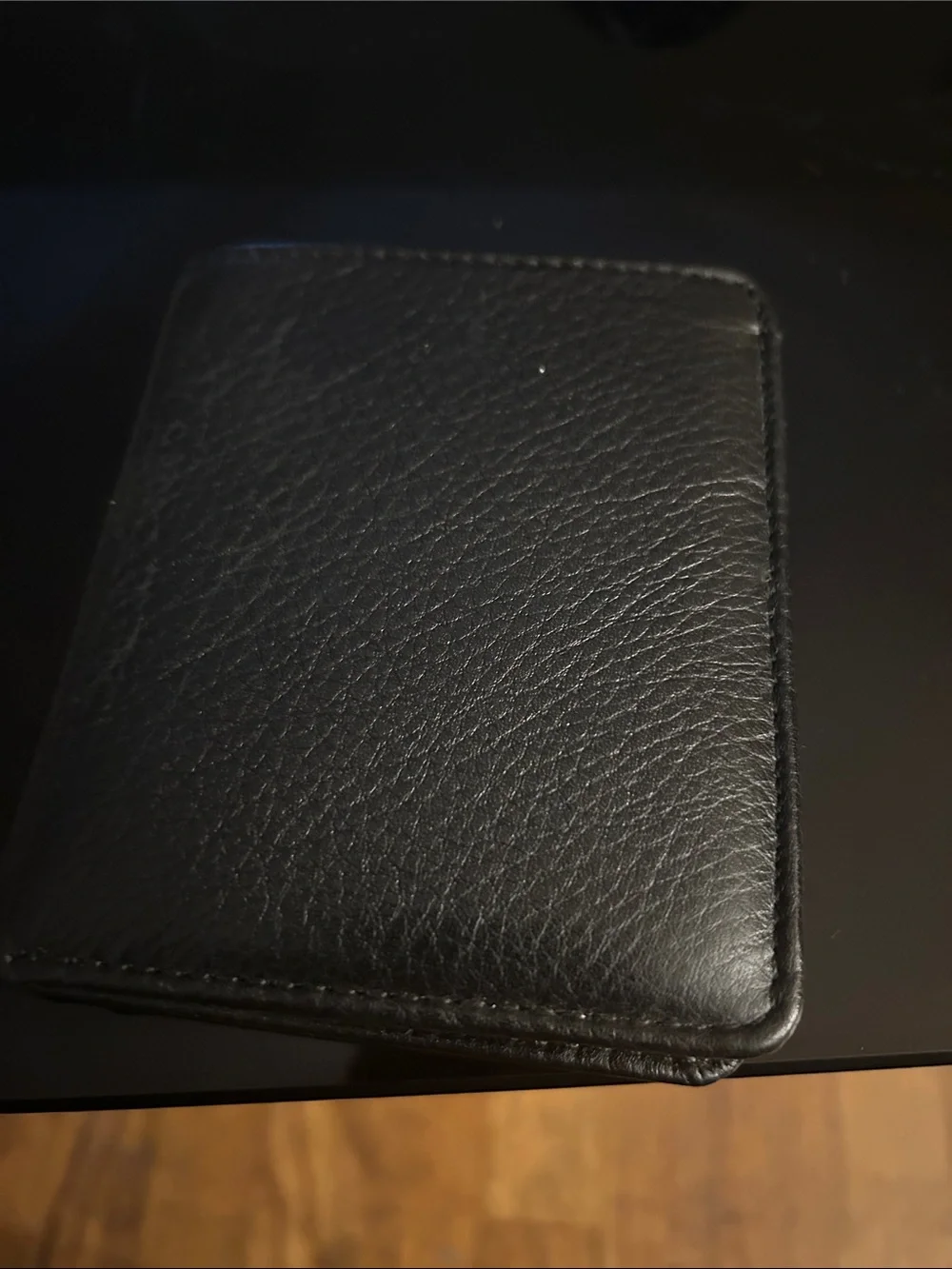 Minimal Black Genuine Leather Card & Key Holder